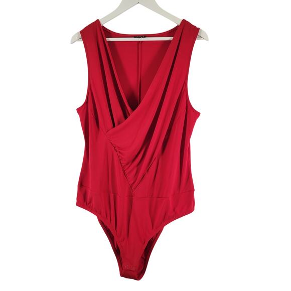 Torrid Body Suit Top Women's 3X Wrap style Red Sleeveless Stretchy - Picture 1 of 7